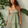 Abito babydoll ricamato senza spalline