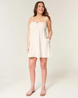 Abito babydoll ricamato senza spalline