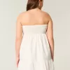 Abito babydoll ricamato senza spalline