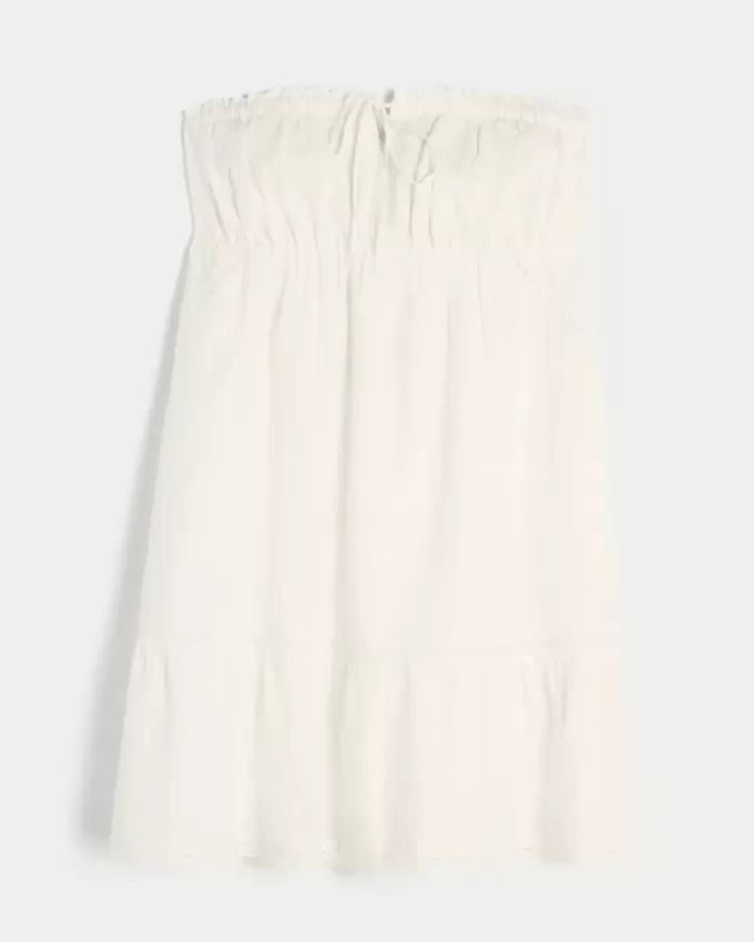 Abito babydoll ricamato senza spalline