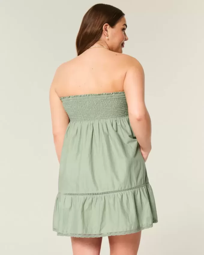 Abito babydoll ricamato senza spalline
