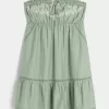 Abito babydoll ricamato senza spalline