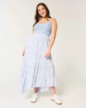 Abito lungo con scollo a V in stile uncinetto