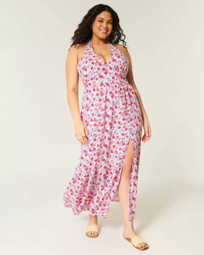 Abito lungo con scollo all’americana