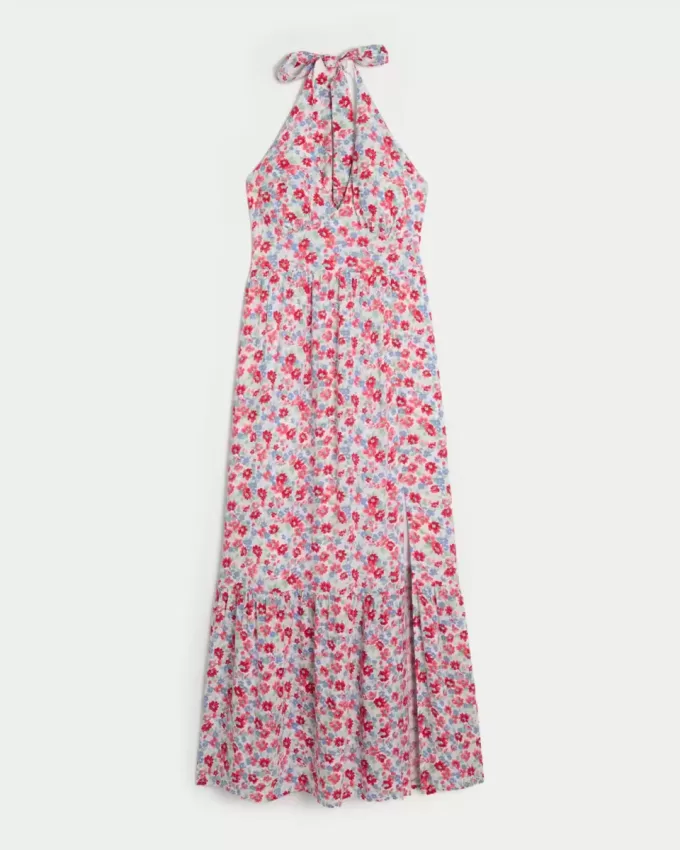 Abito lungo con scollo all’americana