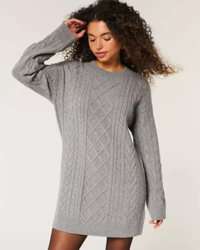 Abito oversize in maglia a trecce