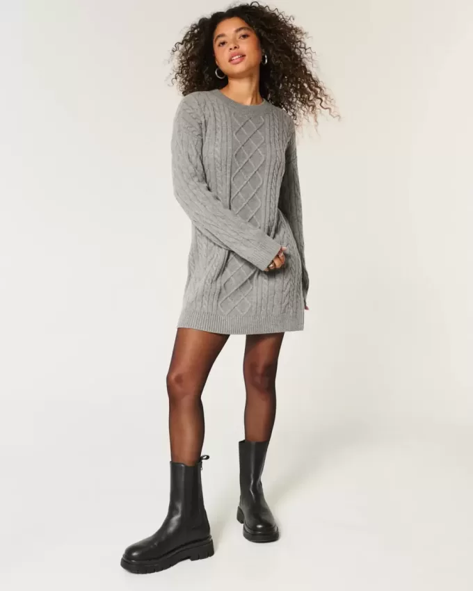 Abito oversize in maglia a trecce