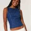Blusa in denim con schiena scoperta
