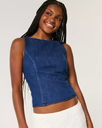 Blusa in denim con schiena scoperta