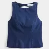 Blusa in denim con schiena scoperta