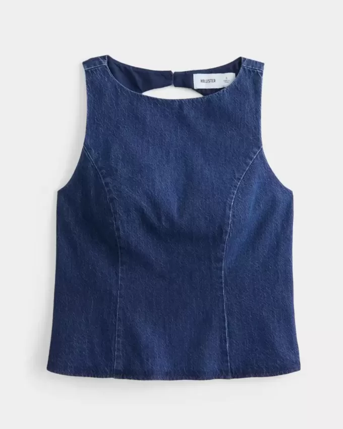 Blusa in denim con schiena scoperta