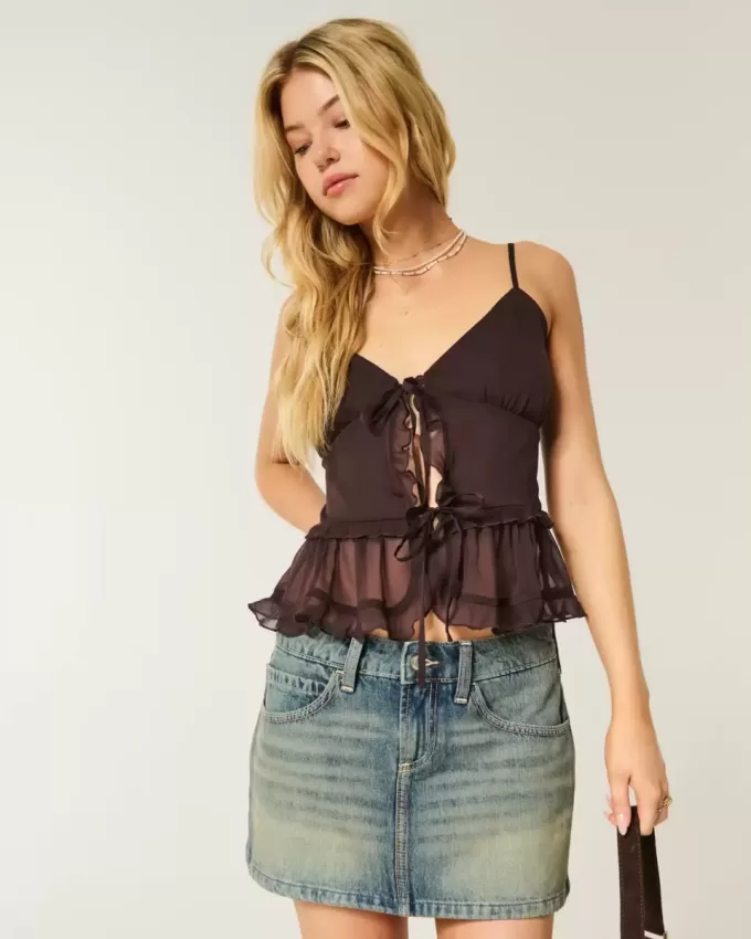 Camicetta con volant in chiffon
