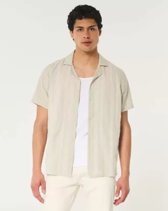 Camicia a maniche corte con motivo ricamato