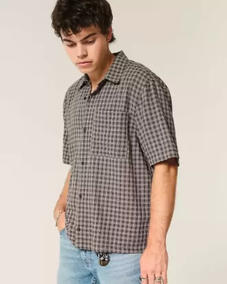 Camicia a maniche corte con tasca squadrata