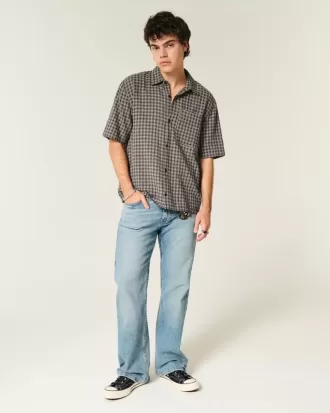 Camicia a maniche corte con tasca squadrata