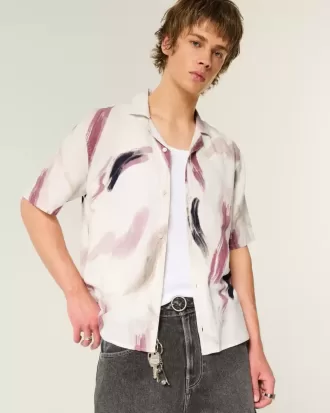 Camicia a maniche corte in misto lino