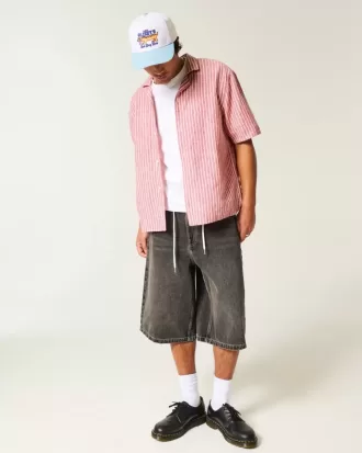 Camicia a maniche corte in misto lino