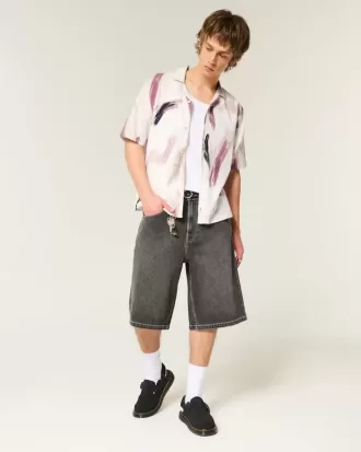 Camicia a maniche corte in misto lino