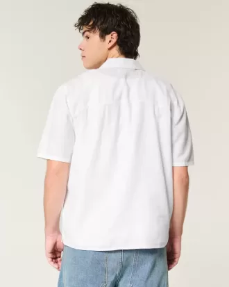 Camicia a maniche corte in misto lino