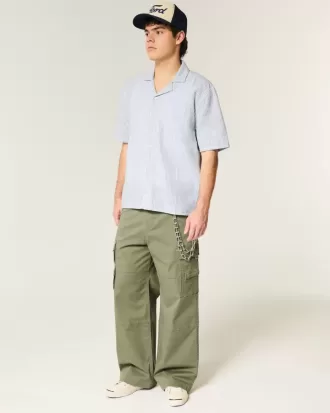 Camicia a maniche corte in misto lino