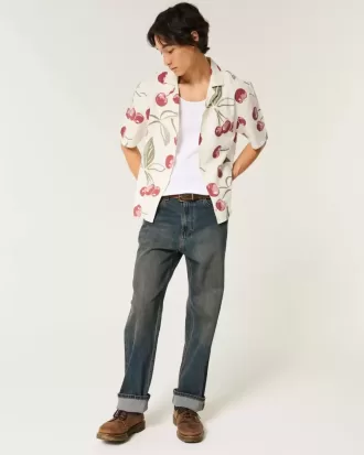 Camicia a maniche corte in misto lino