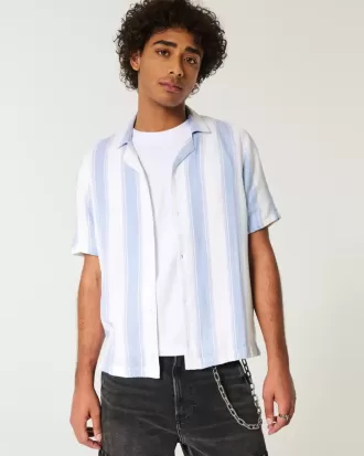 Camicia a righe testurizzate a maniche corte