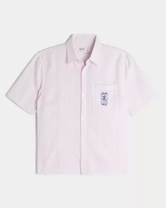 Camicia grafica Key West a maniche corte in misto lino squadrato