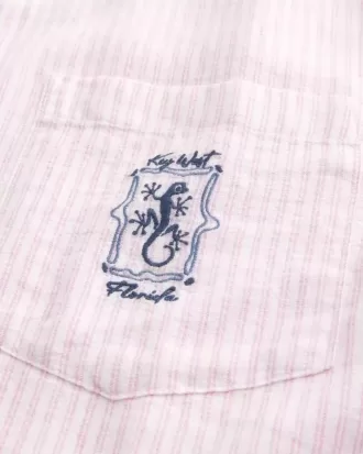 Camicia grafica Key West a maniche corte in misto lino squadrato