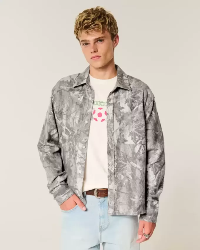 Camicia in flanella mimetica squadrata