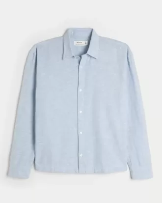 Camicia in misto lino con bottoni