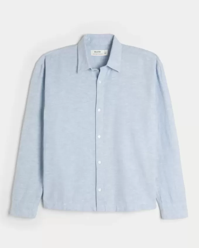 Camicia in misto lino con bottoni