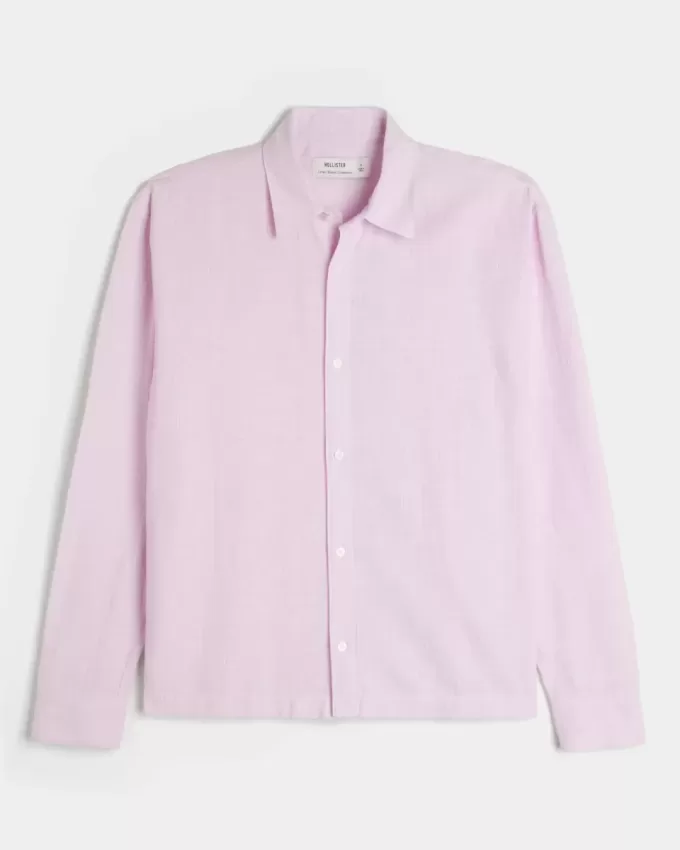 Camicia in misto lino con bottoni