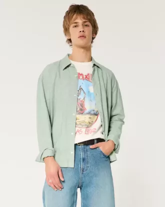 Camicia in misto lino con bottoni
