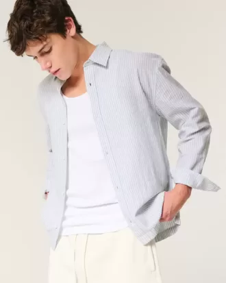 Camicia in misto lino con bottoni