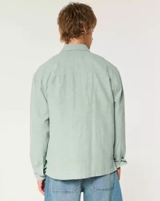 Camicia in misto lino con bottoni