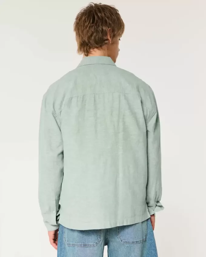 Camicia in misto lino con bottoni