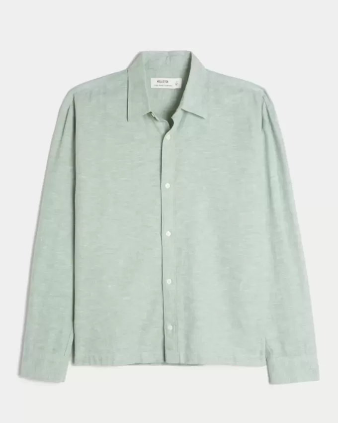 Camicia in misto lino con bottoni