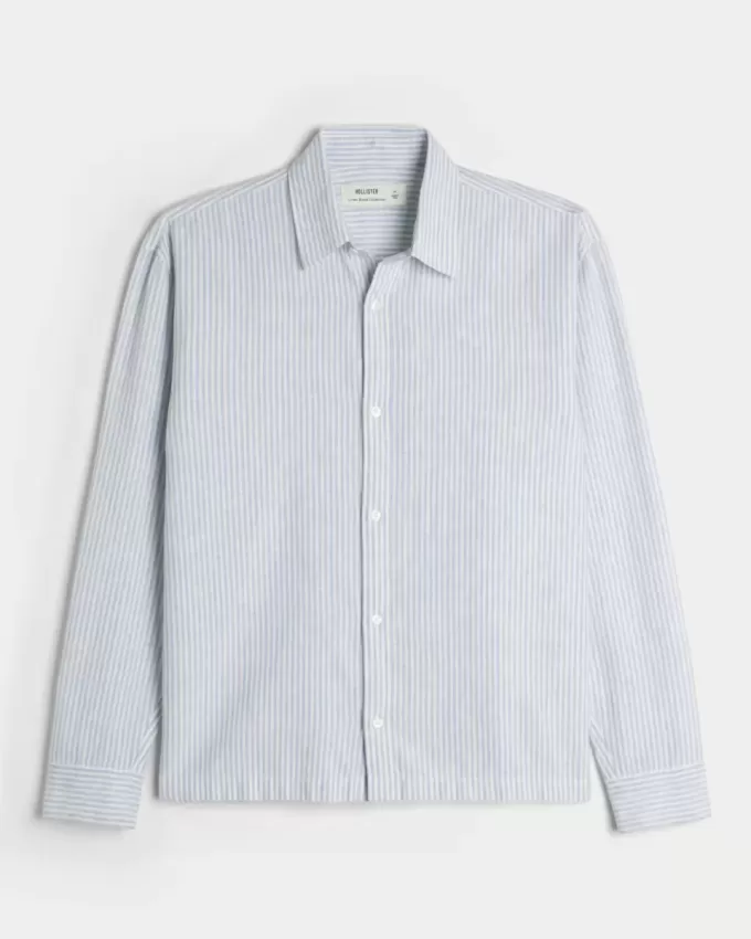 Camicia in misto lino con bottoni