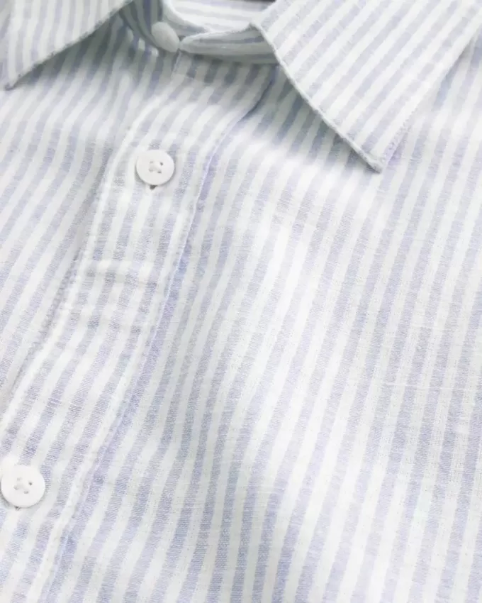 Camicia in misto lino con bottoni