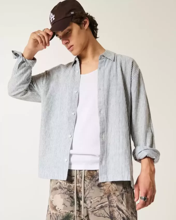Camicia in misto lino rilassata