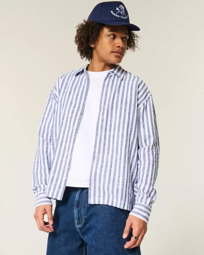 Camicia in misto lino rilassata