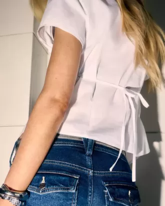 Camicia in popeline a maniche corte
