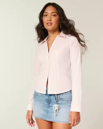 Camicia in popeline elasticizzato con bottoni