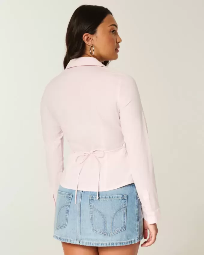 Camicia in popeline elasticizzato con bottoni