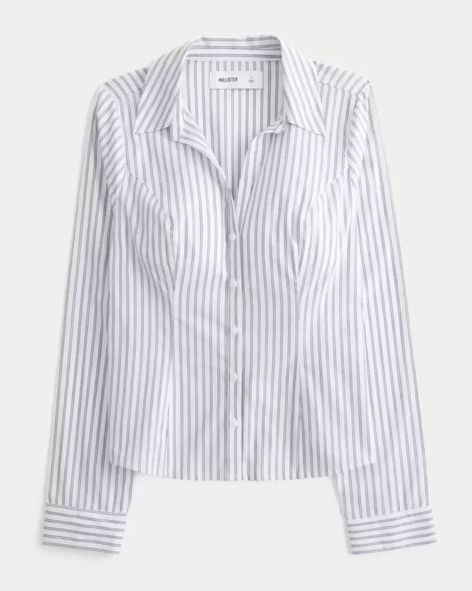 Camicia in popeline elasticizzato con bottoni