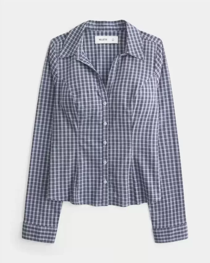 Camicia in popeline elasticizzato con bottoni