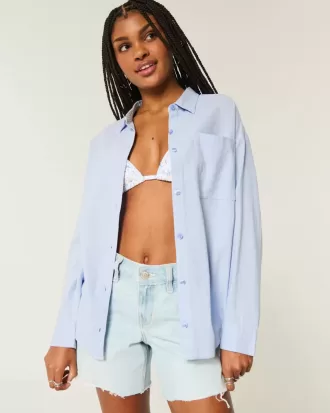 Camicia oversize in misto lino