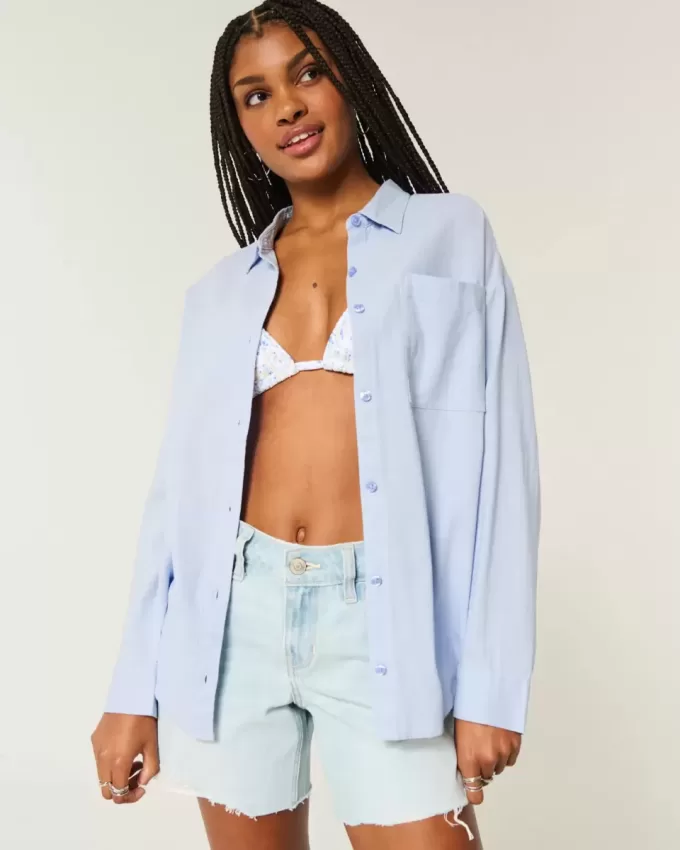 Camicia oversize in misto lino