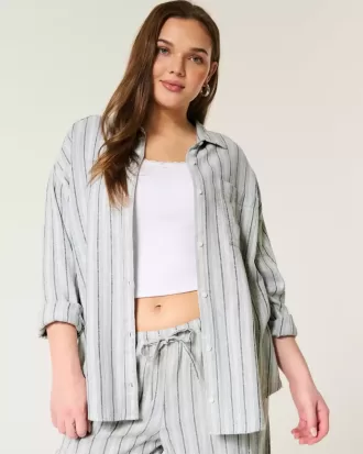 Camicia oversize in misto lino