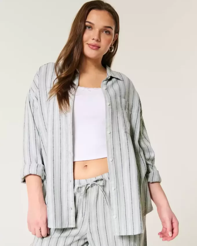 Camicia oversize in misto lino
